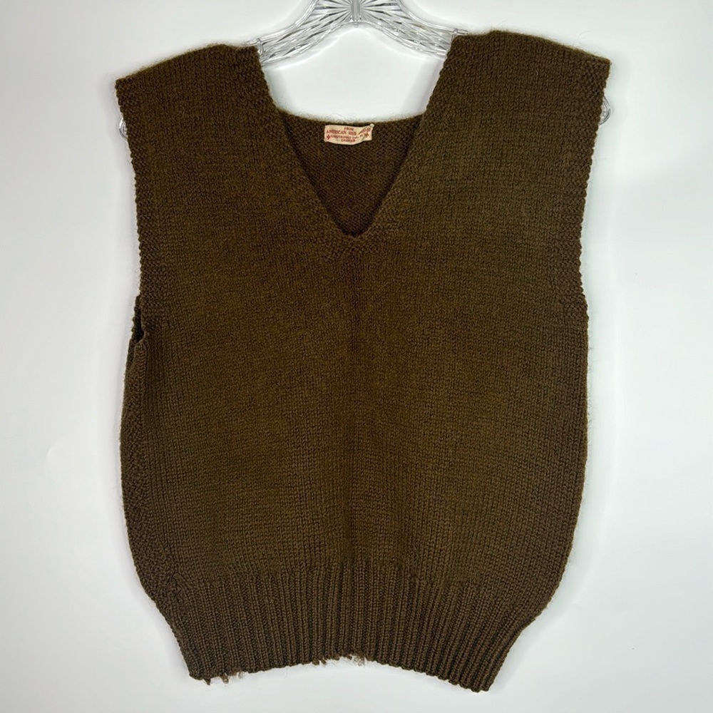 Vintage American Red Cross WWII Sweater Vest Size S/M